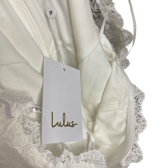 Lulus Beloved Promise Maxi Dress Womens S Lace White Basque Waist Bride Gown NWT - Picture 6 of 8